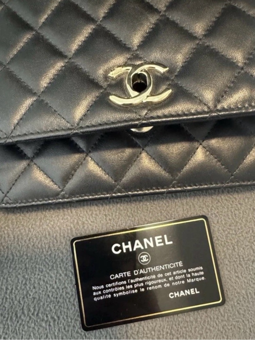 CHANEL Black Quilted Lambskin Shoulder Bag with Gold Hardware - Picture 3 of 11